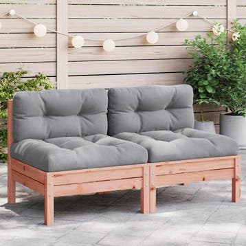vidaXL Tuinbanken 2 st zonder armleuningen met kussens, Tuin en Terras, Verzenden, Nieuw