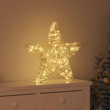 vidaXL 3D Ster 50 LEDs Warmwit 55 x 52.5 x 9 cm Rattan, Diversen, Verzenden, Nieuw