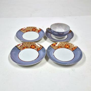 Vintage japans lustre theekopje met 4 schoteltjes,, Verzenden, Nieuw