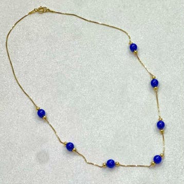 Verguld, Argento 925 - Parure - blauwe parels
