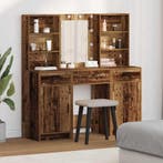 vidaXL Dressing tafel set met LED met lade 3 pcs Oudhout, Huis en Inrichting, Verzenden, Nieuw