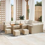 vidaXL Tuinbank Set met kussen 14 pcs Beige en Crème poly, Verzenden, Nieuw
