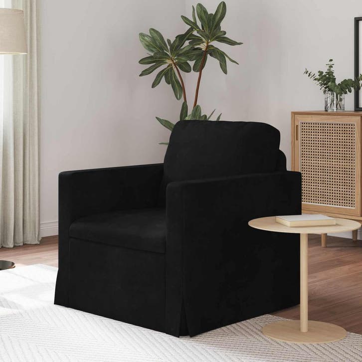 vidaXL bank / zetel Zwart 78 x 78 x 80 cm Fluweel, Maison & Meubles, Canapés | Salons, Envoi