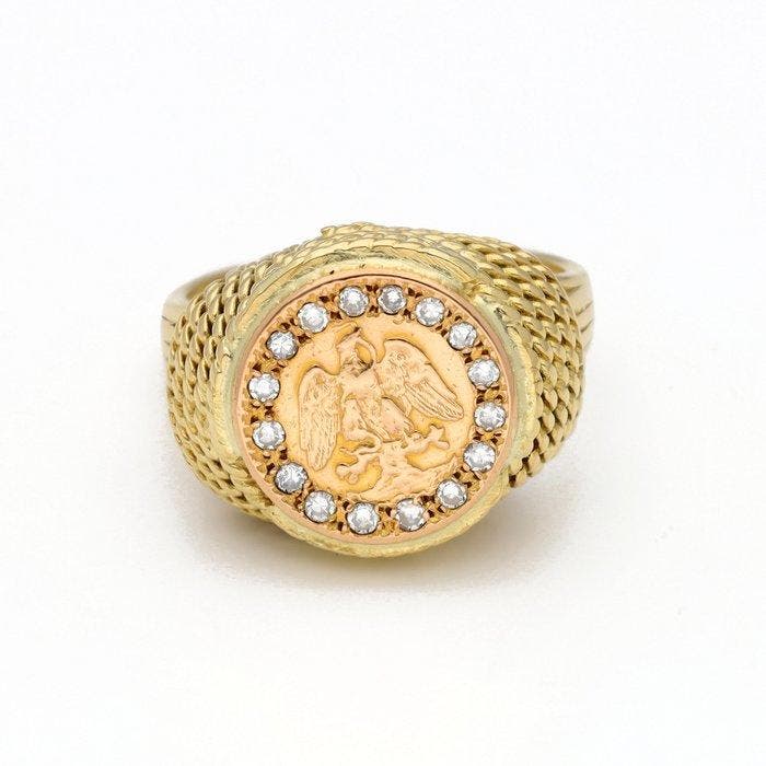 Ring - 18 karaat Geel goud Diamant (Natuurlijk), Bijoux, Sacs & Beauté, Bagues