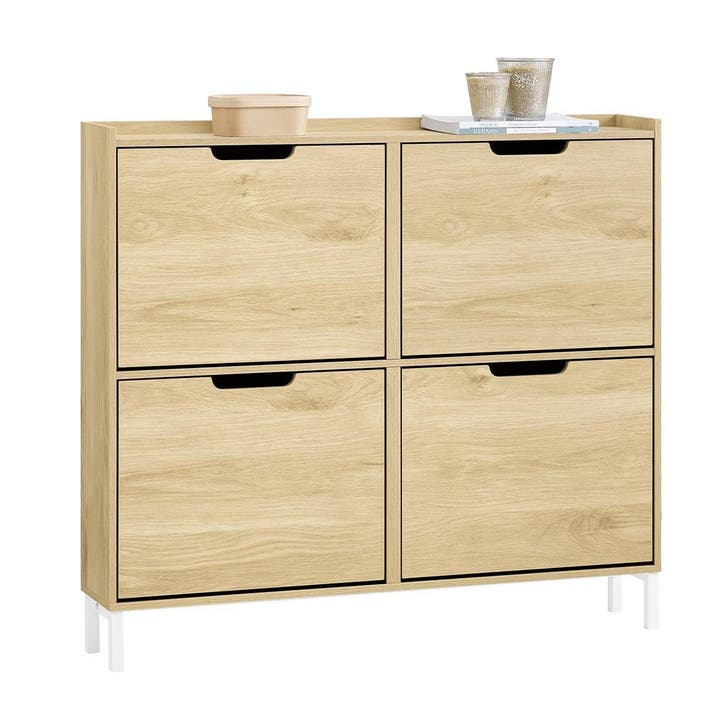 2dekans | SoBuy Schoenenkast FSR100-N - 4 Klaplades - 19 x, Maison & Meubles, Armoires | Armoires à chaussures, Enlèvement ou Envoi