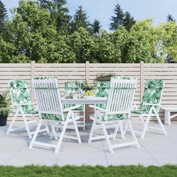 vidaXL Stoelkussens 6 st hoge rug bladpatroon oxford stof, Verzenden, Nieuw