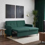 vidaXL Uittrekbare Slaapbank / zetel Donkergroen Stof, Huis en Inrichting, Verzenden, Nieuw