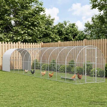 vidaXL Kippenhok zilver 1200 x 200 x 200 cm Gegalvaniseerd, Verzenden, Nieuw