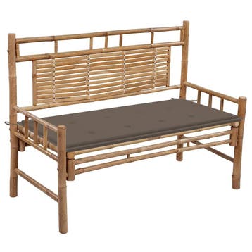 vidaXL Tuinbank met kussen 120 cm bamboe, Verzenden, Nieuw