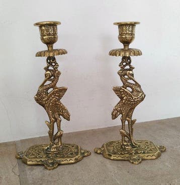 Kaarsenhouder als stiltenloper (2) - Messing