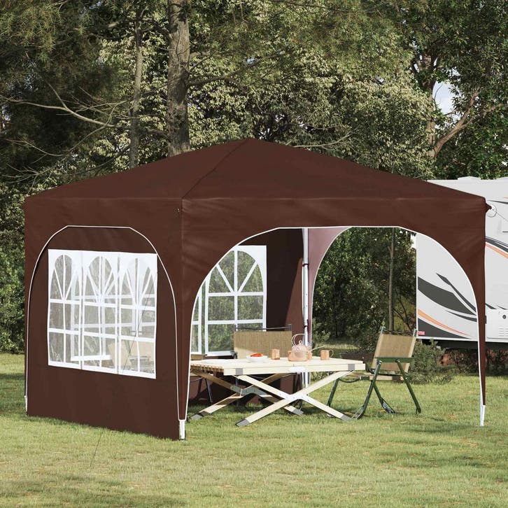 vidaXL Pop-up Feesttent 290 x 290 x 245 cm Bruin, Jardin & Terrasse, Tonnelles, Envoi