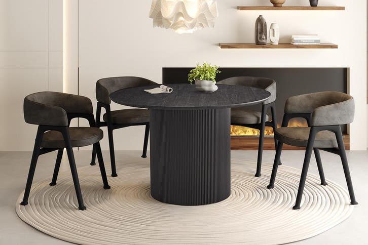 Lagos eettafel rond, kleur donkerbruin (nieuw, outlet), Maison & Meubles, Tables | Tables à manger