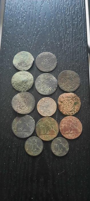 België. Maria-Theresia. 1 cent, 2 cent, 5 cent, 1 liard Lot, Timbres & Monnaies, Monnaies | Pays-Bas