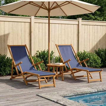 vidaXL Opvouwbare zonnebed 2 pcs 3 Positie Massief, Verzenden, Nieuw