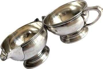 Mappin & Webb Art Deco Cream Jug & Open Sugar Bowl Set -, Antiek en Kunst