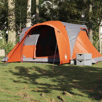vidaXL Koepeltent 6-persoons waterdicht grijs en oranje, Verzenden, Nieuw