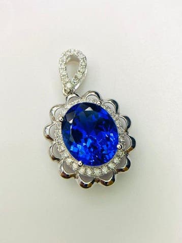 Pendentif - 14 carats Or blanc - 4.98ct. tw. Tanzanite -