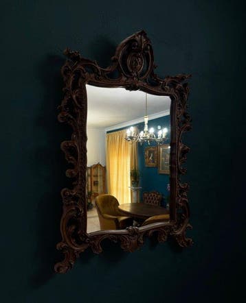 Mistero Brunito - Grandiosa - Miroir mural - Patine dépoque