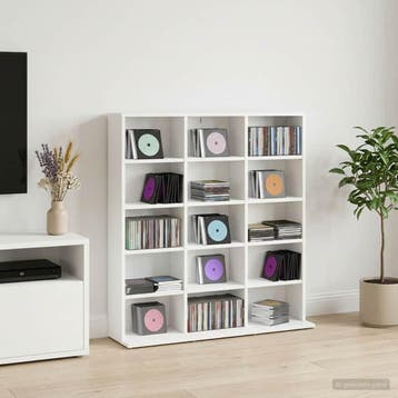 vidaXL CD Kast Wit 96 x 23,5 x 97,5 cm Bewerkt hout, Maison & Meubles, Verzenden