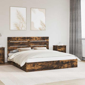 vidaXL Opbergbed met lade Rook Eiken 180 x 200 cm Bewerkt, Verzenden