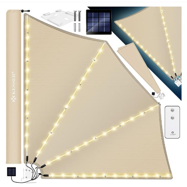 Balkonscherm opvouwbaar 140x140cm - Met LED verlichting en, Jardin & Terrasse, Protection solaire, Envoi