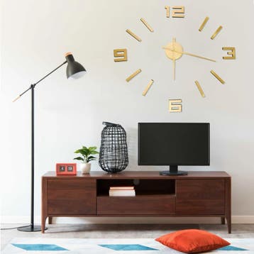 vidaXL 3D-wandklok modern XXL 100 cm goudkleurig, Verzenden