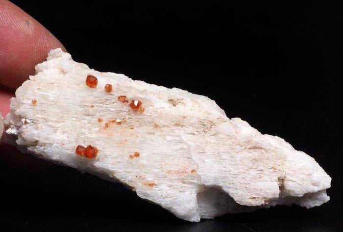 spessartine Kristallen op matrix - Hoogte: 5.5 cm - Breedte:, Verzamelen, Mineralen en Fossielen