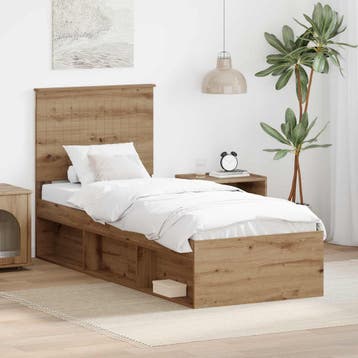 vidaXL Bedframe Ambachtelijk Eiken 75 x 190 cm Massief, Verzenden