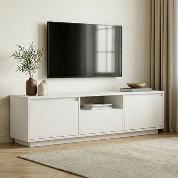 Evila TV-meubel - Wit - Nieuw/Ongebruikt - Melamine -, Verzenden, 150 tot 200 cm, Nieuw, Scandinavisch