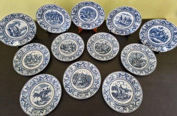 Themacollectie - 12 blauw/witte wandborden Napoleon