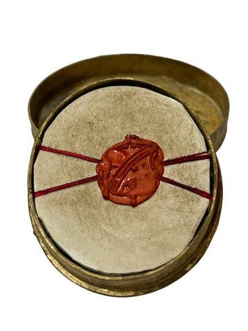 Reliekhouder - Brons, Gouden cartouche, Glas - 20e eeuw - De