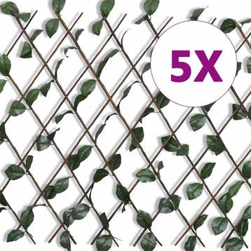 vidaXL Tuinlatwerk 5 st met kunstbladeren 180x90 cm wilg, Verzenden