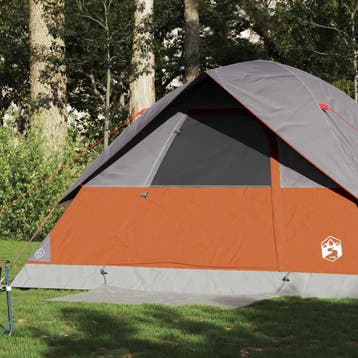vidaXL Koepeltent 6-persoons waterdicht grijs en oranje, Verzenden, Nieuw