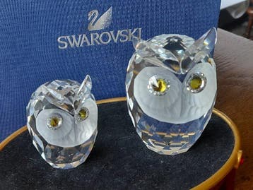 Swarovski - Beeldje - Uil groot en klein - Kristal, Antiek en Kunst