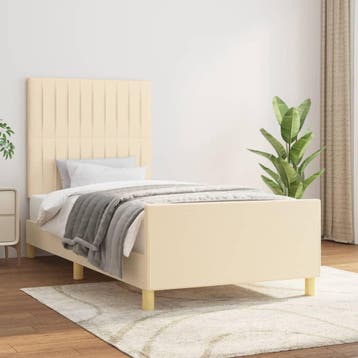 vidaXL Bedframe zonder matras 80x200 cm stof crèmekleurig, Verzenden, Nieuw