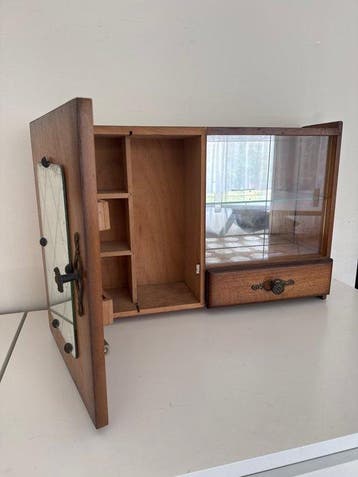 Vitrine - Bois, Verre, Laiton - Armoire murale art déco