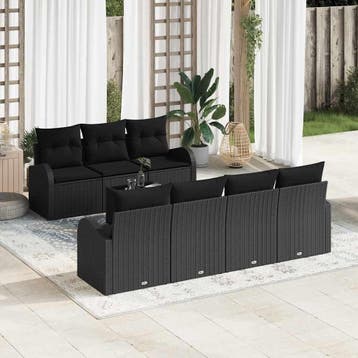 vidaXL Tuinbank Set 8 st 7-Aantal zitplaatsen Zwart poly, Verzenden, Nieuw