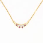 Collier - 18 carats Or jaune Diamant (Naturelle) - Robijn, Nieuw