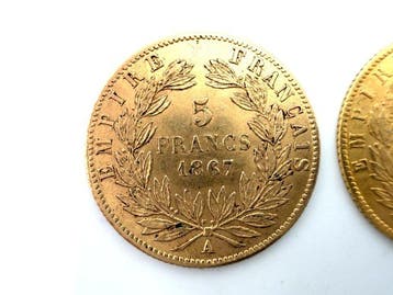 France. Napoléon III. 5 Francs 1867 (lot de 3 monnaies)