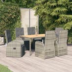 vidaXL 7-delige Tuinset met kussens poly rattan grijs, Verzenden, Nieuw, Tuinset