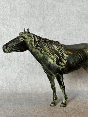 Beeld, Groot formaat paard 33 cm - 18.5 cm - Brons, Antiek en Kunst