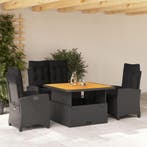 vidaXL 4-delige Tuinset met kussens poly rattan zwart, Verzenden, Nieuw, Tuinset