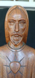 Beeld, Heilighart beeld jezus - 60 cm - Hout, Antiek en Kunst