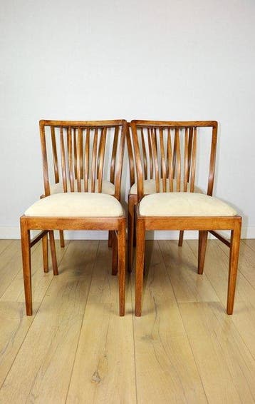 Lounge stoel - Beuken - Set van vier antieke stoelen