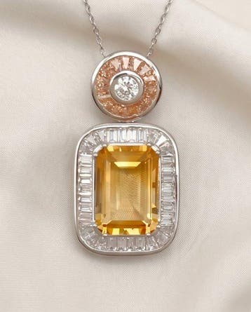 Zonder minimumprijs - Ketting met hanger Zilver Citrien -