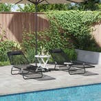 vidaXL Opvouwbare zonnebed 2 pcs Zwart 182 x 55 x 85,5 cm, Verzenden, Nieuw
