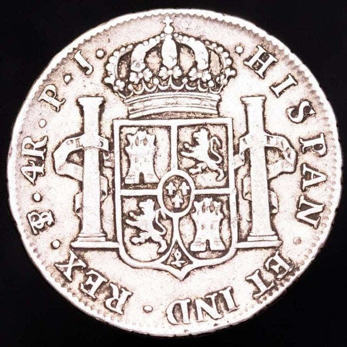 Spanje. Fernando VII. 4 Reales Acuñados en la ceca de Potosí, Timbres & Monnaies, Monnaies | Europe | Monnaies non-euro
