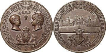 Brons medaille 1888 Spanien Alfons Xiii 1886-1931, Verzenden, België