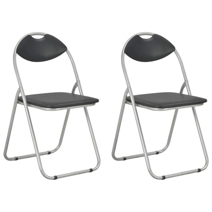 vidaXL Eetkamerstoelen inklapbaar 2 st kunstleer zwart, Huis en Inrichting, Stoelen, Nieuw, Verzenden