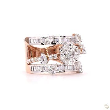 Bague - 14 carats Or rose - 1.63ct. tw. Diamant (Naturelle)